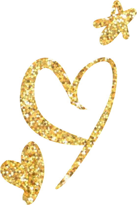 Glittery Gold Hearts and Star